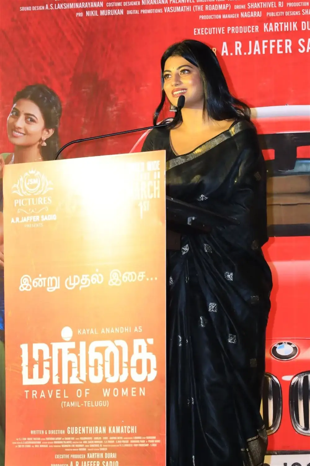 ANANDHI IN BLACK SAREE AT MANGAI MOVIE AUDIO LAUNCH 3